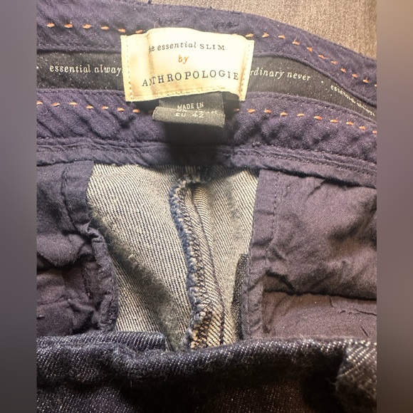 Anthropologie Women's The Essential Slim Straight Leg Dark Blue Rinse Size 10 - Picture 5 of 5